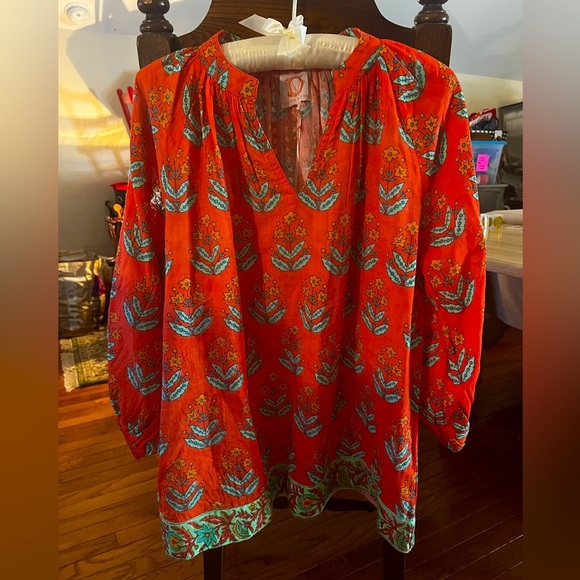 VICTORIA DUNN NWT BEAUTIFUL SUMMER BLOUSE SIZE L NWT - Picture 1 of 14